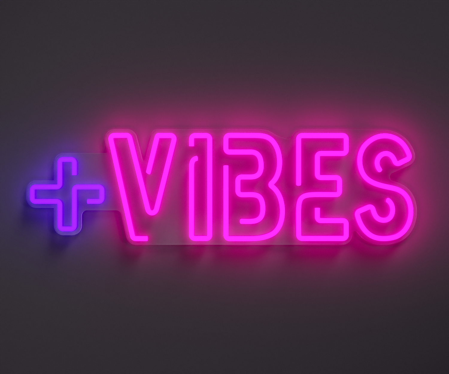 purple and pink positive vibes neon sign