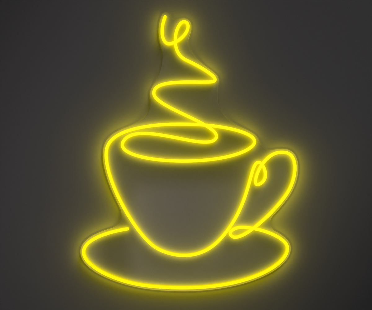 bright yellow coffee neon sign