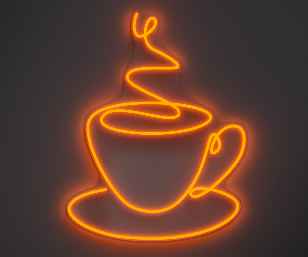 orange coffee neon sign