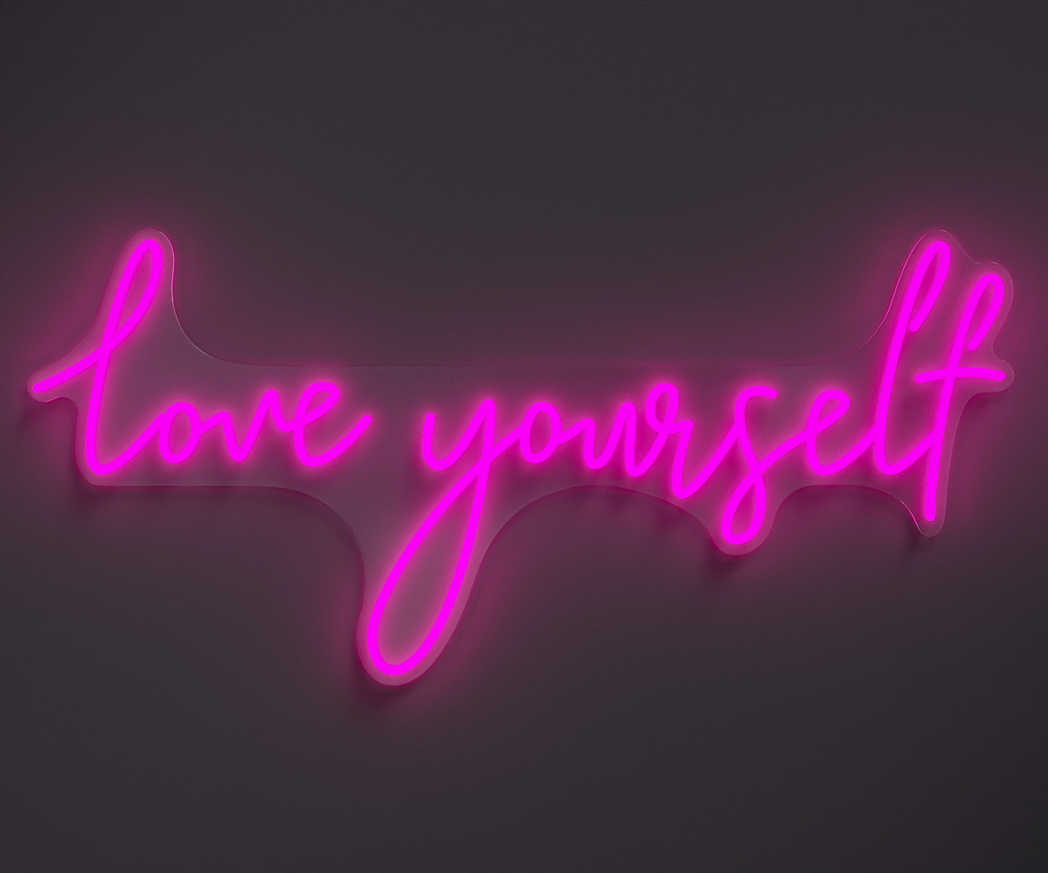 light pink neon sign that says love yourself