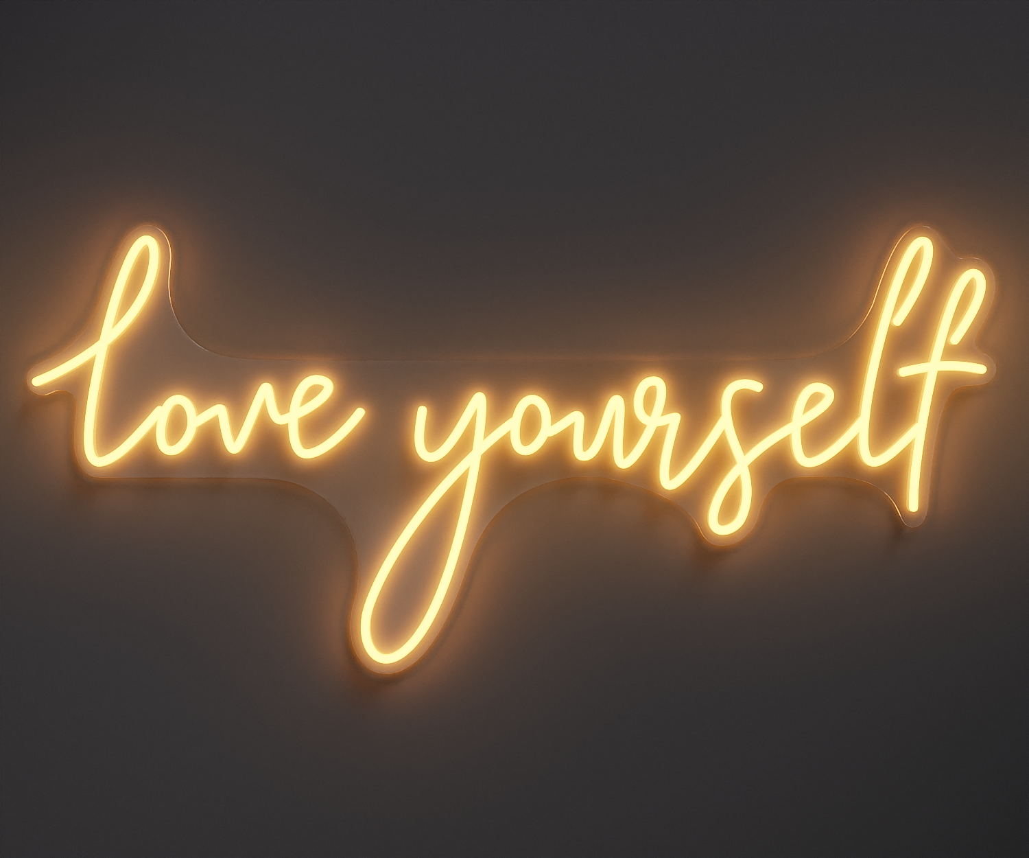 warm white neon sign that says love yourself