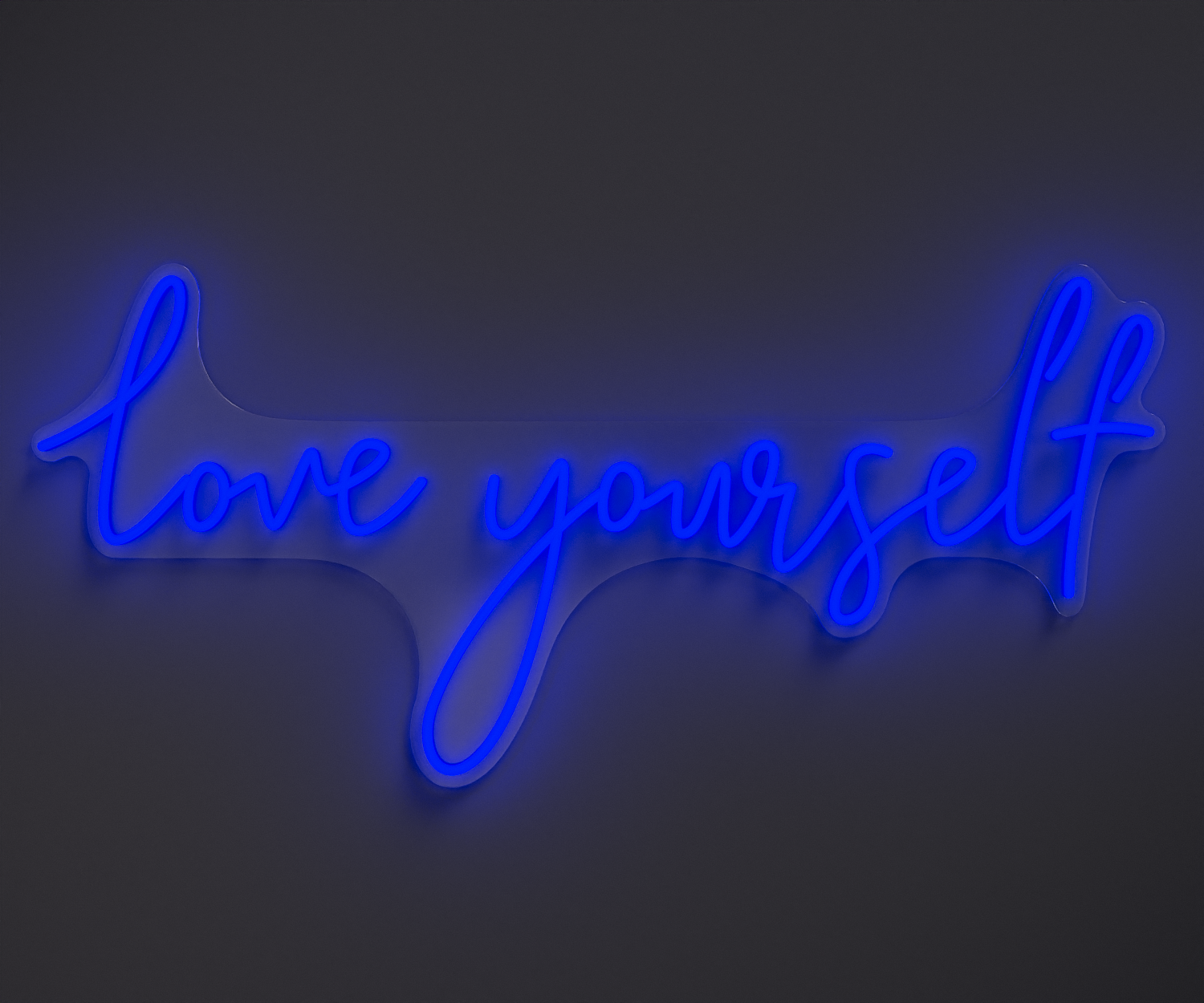 blue neon sign that says love yourself