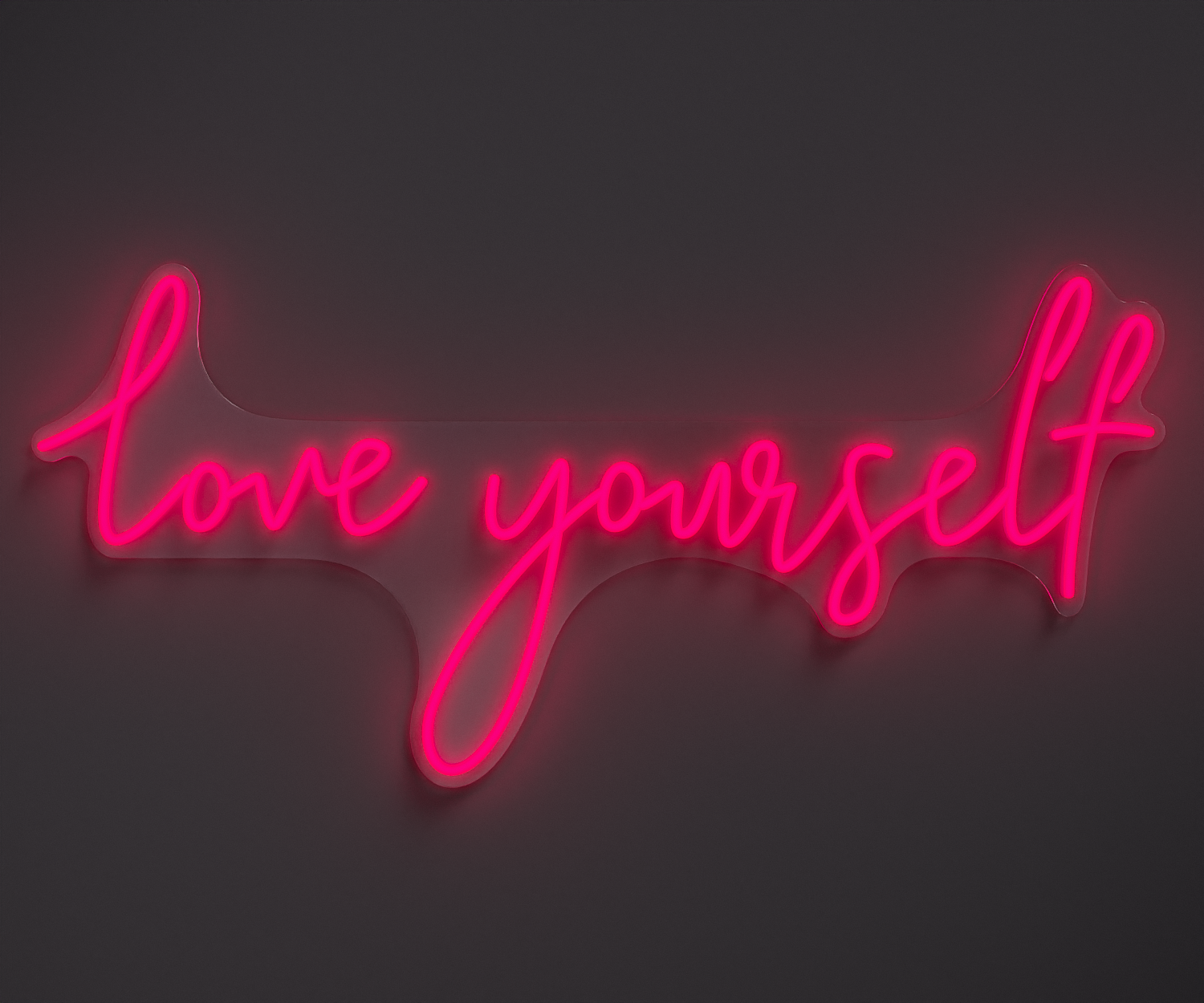 pink neon sign that says love yourself