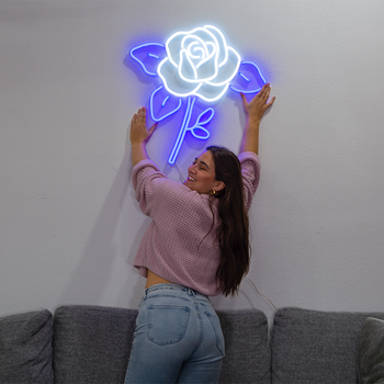 A girl with a flower neon sign by Valoneon