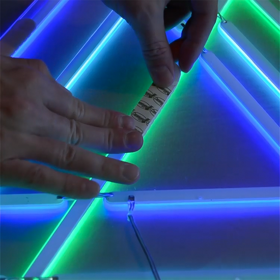 Instructional video on how to install a neon sign with adhesive strips by Valoneon